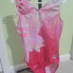 Women's GK Elite Aly Raisman Gymnastics Leotard Pink/Silver Adult S